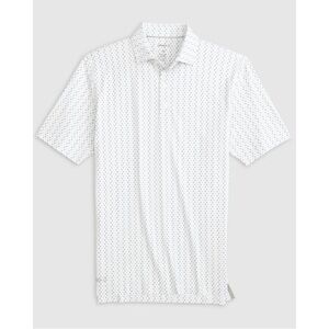 Johnnie-O Barnett White & Gray Moisture Wicking UPF 50 Polo Golf Shirt Sz L